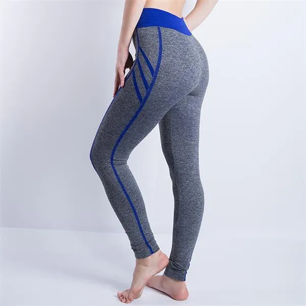 Women Cropped Leggings High Waist Elastic Wicking Force Exercise Female Elastic Stretchy Leggings Slim Trousers 34 C