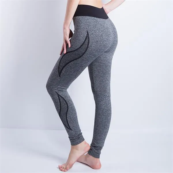 Women Cropped Leggings High Waist Elastic Wicking Force Exercise Female Elastic Stretchy Leggings Slim Trousers 34 C