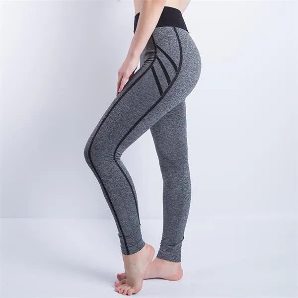 Women Cropped Leggings High Waist Elastic Wicking Force Exercise Female Elastic Stretchy Leggings Slim Trousers 34 C