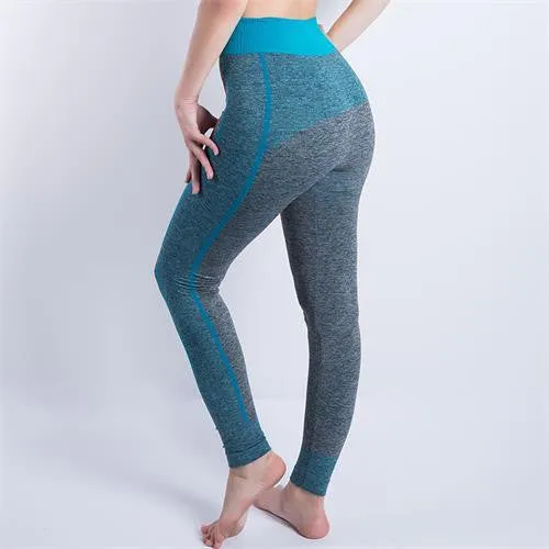 Women Cropped Leggings High Waist Elastic Wicking Force Exercise Female Elastic Stretchy Leggings Slim Trousers 34 C