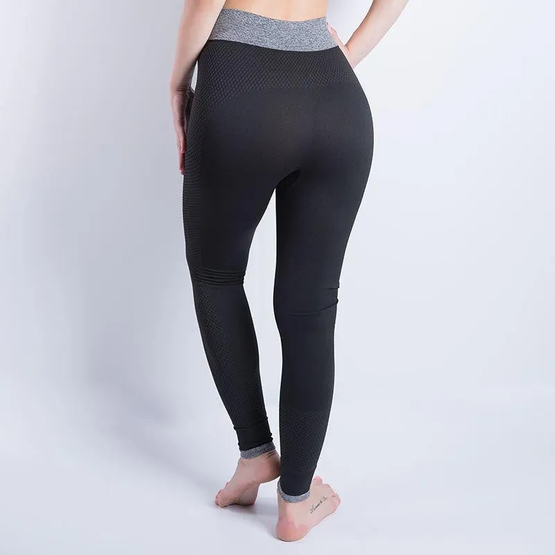 Women Cropped Leggings High Waist Elastic Wicking Force Exercise Female Elastic Stretchy Leggings Slim Trousers 34 C