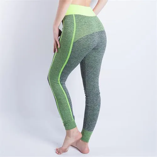 Women Cropped Leggings High Waist Elastic Wicking Force Exercise Female Elastic Stretchy Leggings Slim Trousers 34 C
