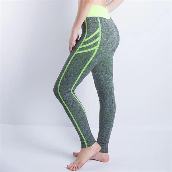 Women Cropped Leggings High Waist Elastic Wicking Force Exercise Female Elastic Stretchy Leggings Slim Trousers 34 C