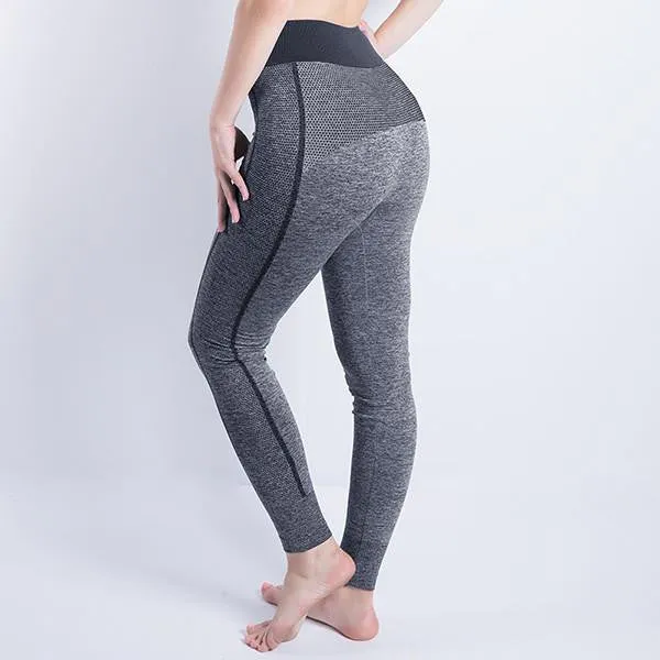 Women Cropped Leggings High Waist Elastic Wicking Force Exercise Female Elastic Stretchy Leggings Slim Trousers 34 C