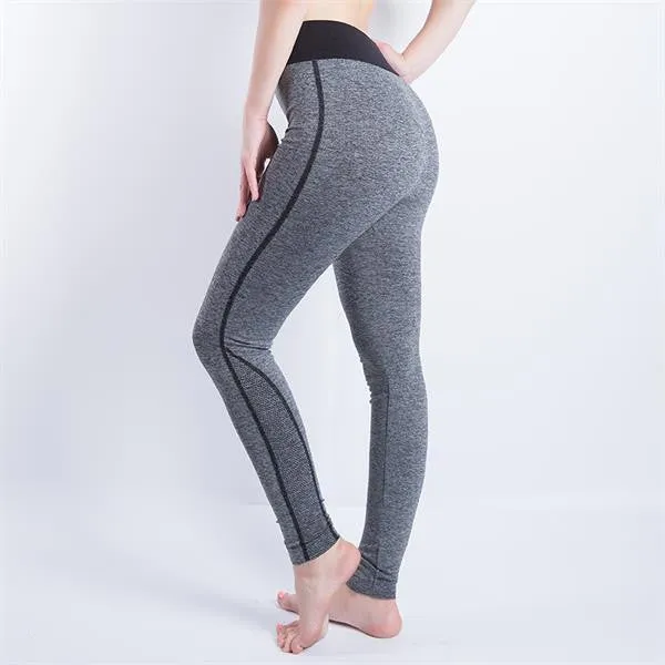 Women Cropped Leggings High Waist Elastic Wicking Force Exercise Female Elastic Stretchy Leggings Slim Trousers 34 C