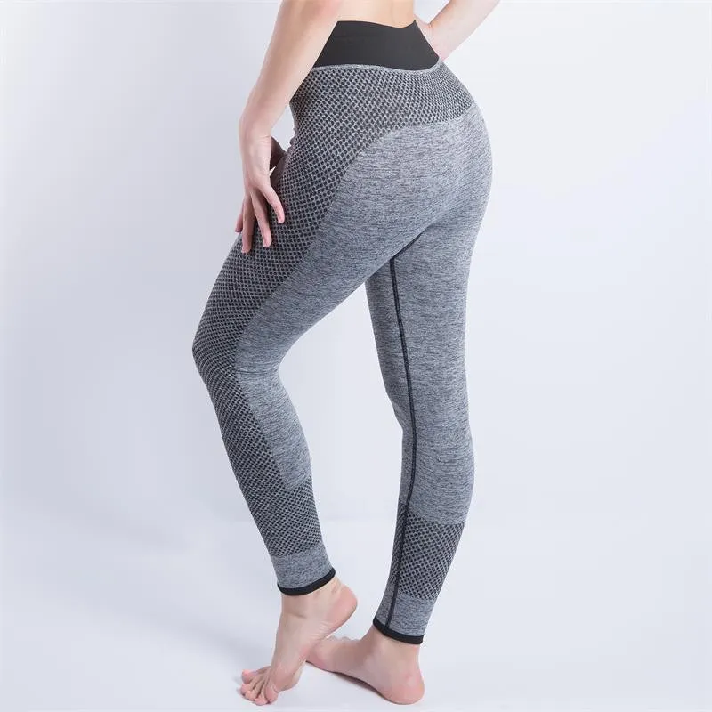 Women Cropped Leggings High Waist Elastic Wicking Force Exercise Female Elastic Stretchy Leggings Slim Trousers 34 C