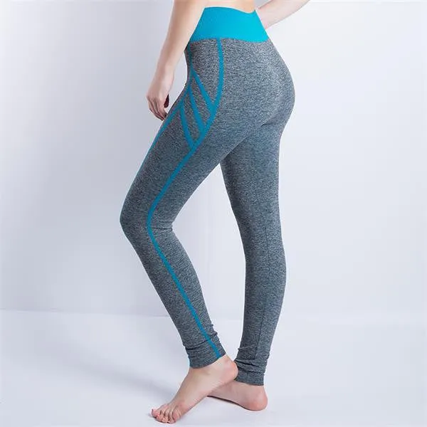 Women Cropped Leggings High Waist Elastic Wicking Force Exercise Female Elastic Stretchy Leggings Slim Trousers 34 C