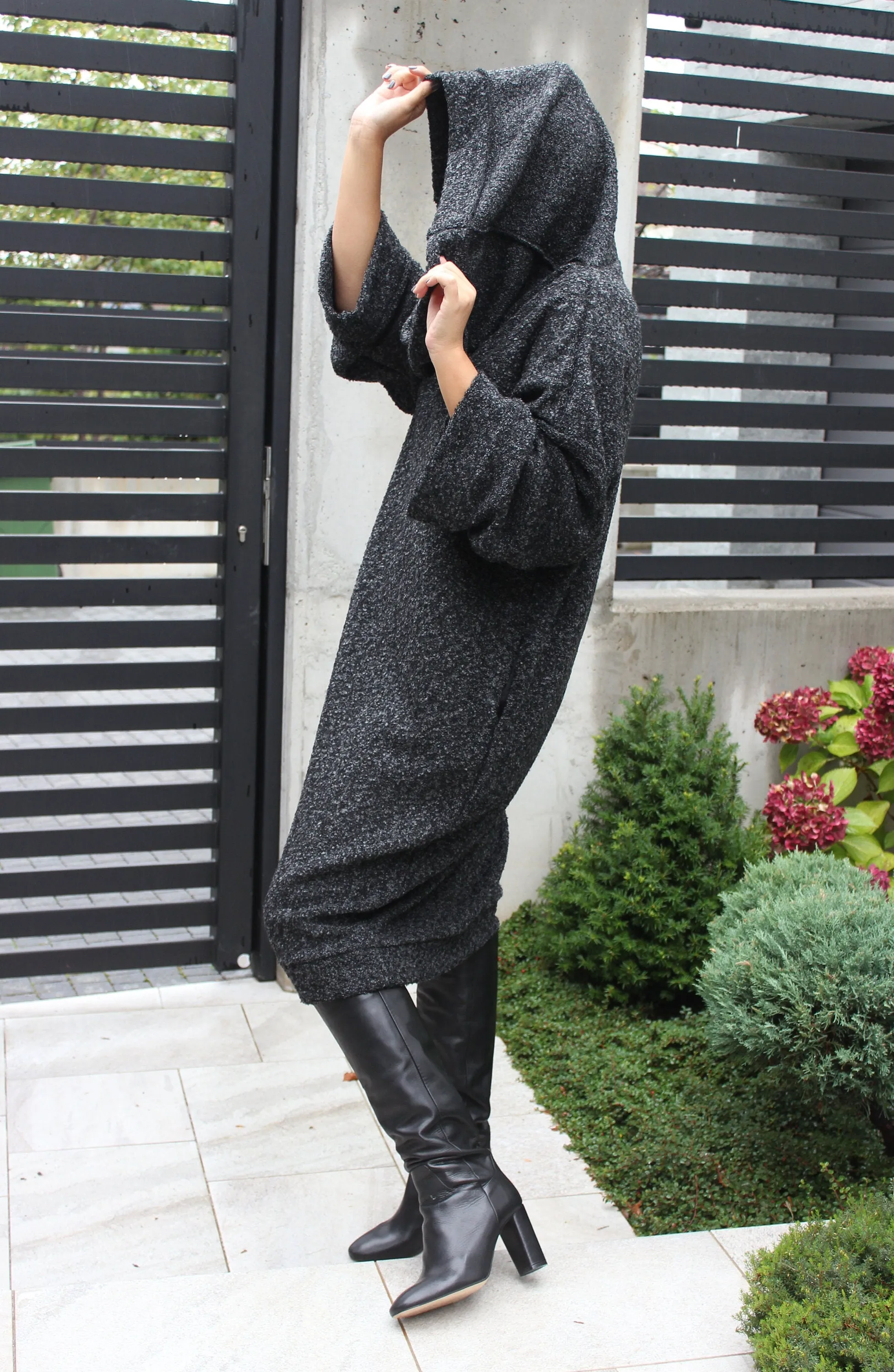 Women Sweater Dress, Loose Fit Dress for Winter, Cowl Neck Dress with Pockets, Plus Size Dress, Oversized Winter Dress