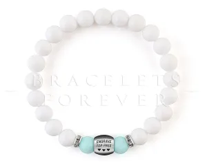 Women’s personalised bracelet with white and mint jade beads