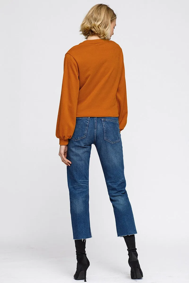 Women's V-Neck Wrap Front Sweatshirt by Shop at Konus