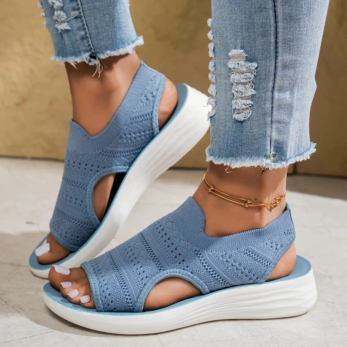Women's Water Sport Sandals - Light Blue Slip-On