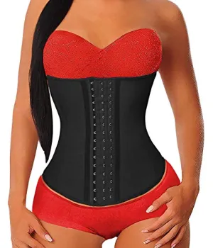 YIANNA Women's Underbust Latex Sport Girdle Waist Trainer Corsets Cincher Hourglass Body Shaper Weight Loss (Black, 3XL)