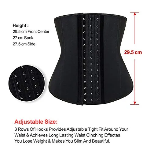 YIANNA Women's Underbust Latex Sport Girdle Waist Trainer Corsets Cincher Hourglass Body Shaper Weight Loss (Black, 3XL)