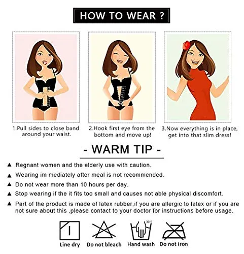 YIANNA Women's Underbust Latex Sport Girdle Waist Trainer Corsets Cincher Hourglass Body Shaper Weight Loss (Black, 3XL)